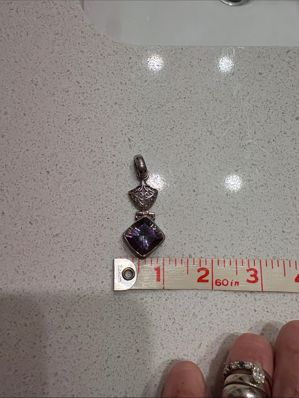 Sterling Silver Mystic topaz pendant. Beautiful purple - Picture 8 of 8